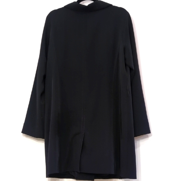 Eileen Fisher | Black Trench Pea Coat Notched Lapel and Classic Style Size L - Picture 3 of 10